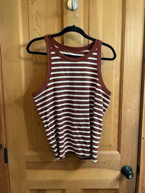 GAP Striped Ribbed Tank - Rust & White